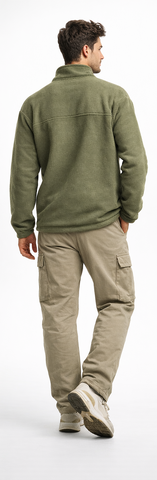 Zip Neck Pullover for Man - Olive