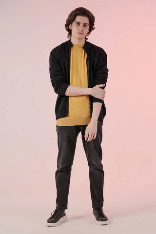 Zipper Cardigan For Men - Black