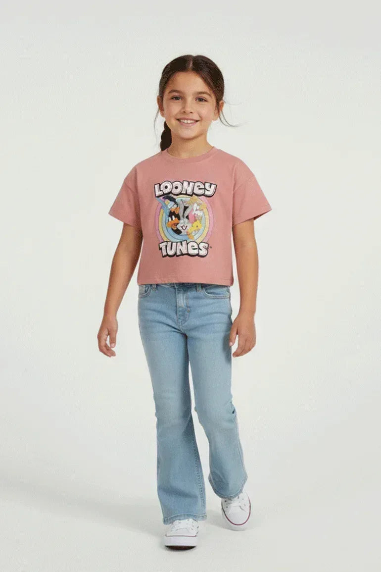 Loony Tunes T-Shirt for Girl- Greyish Pink