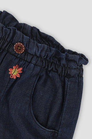 Embroidered Denim Jogger Pants