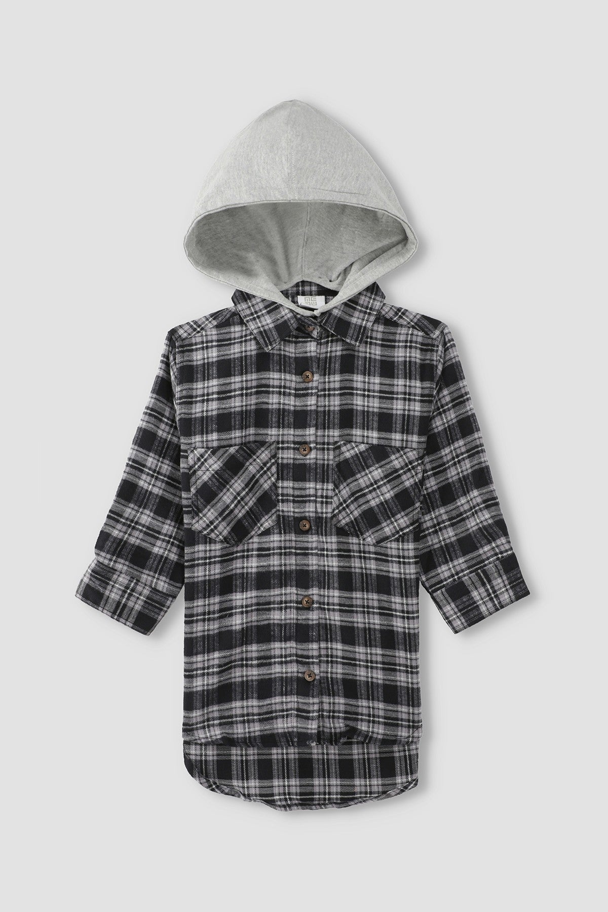 Checkered Hooded Long Shirt