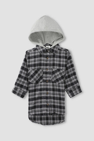 Checkered Hooded Long Shirt