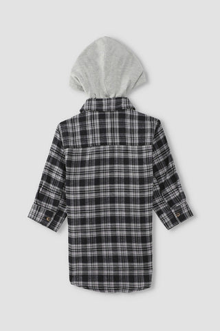 Checkered Hooded Long Shirt