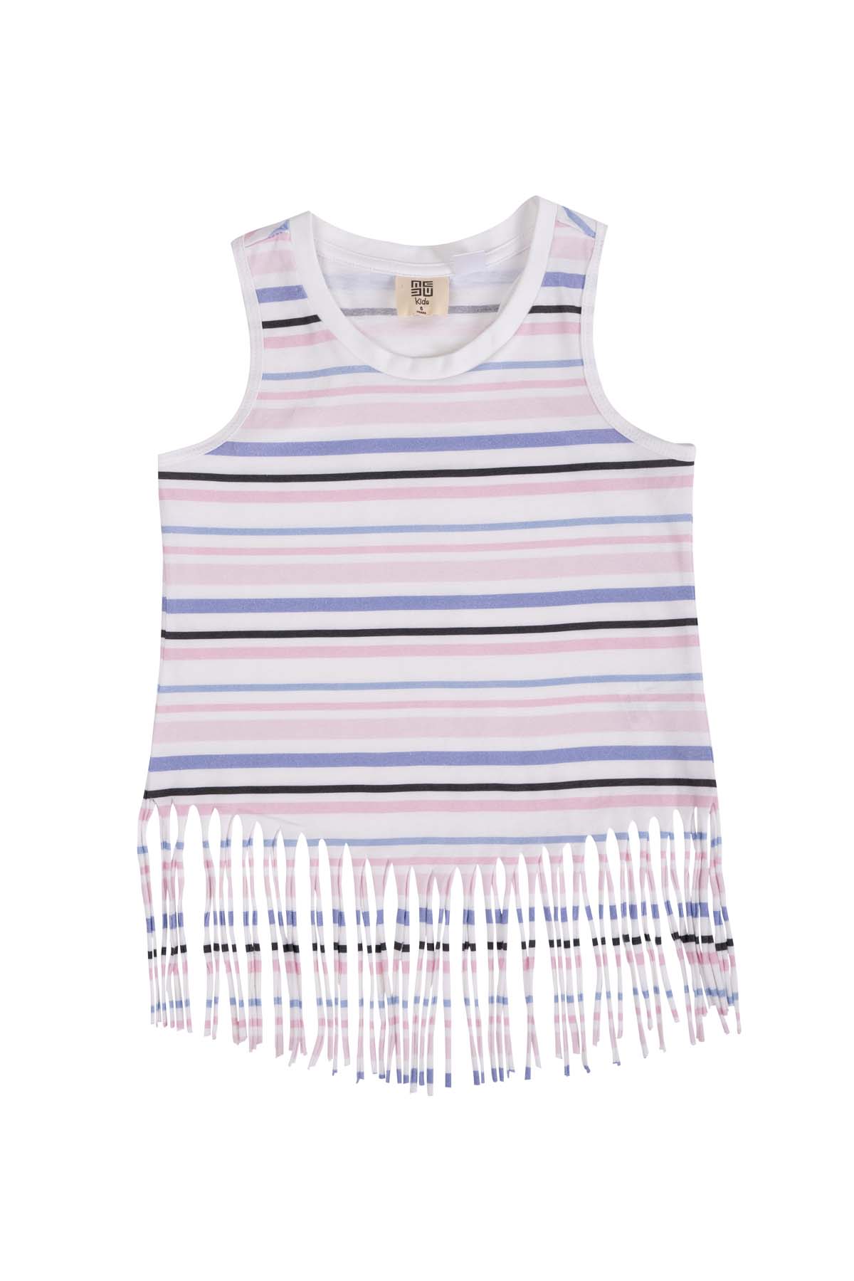 Striped Self Fringe Top