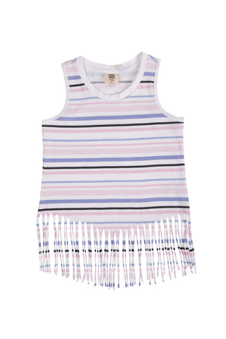 Striped Self Fringe Top