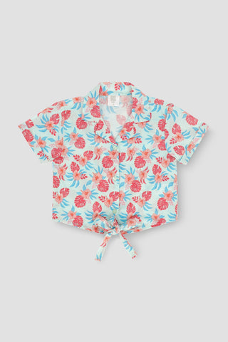 Safari Floral Self-Tie Top