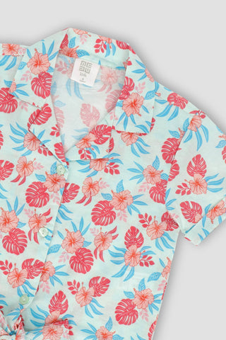 Safari Floral Self-Tie Top