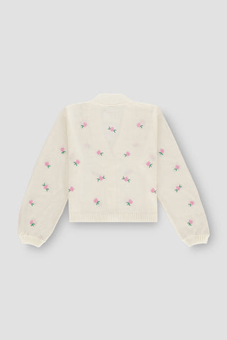 Floral Cable Knit Button Down Cardigan