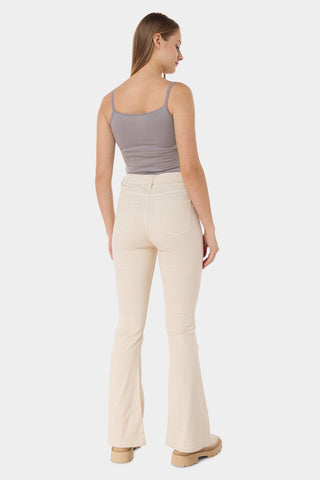 Mid-Rise Twill Flared Pants