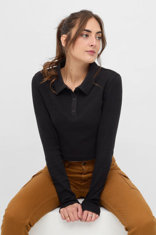 Ribbed Crop Polo