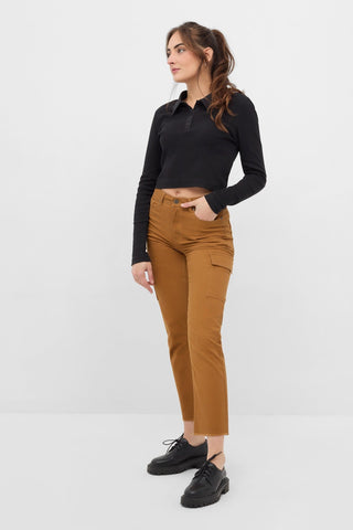 Ribbed Crop Polo