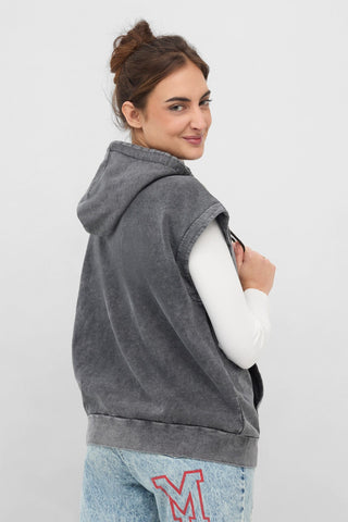 Acid Wash Front Close Hoodie