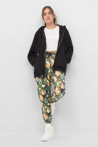 High-Rise Spattered Floral Camo Trouser