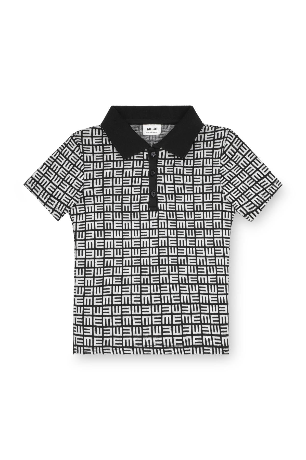 Typography Crop Polo Shirt