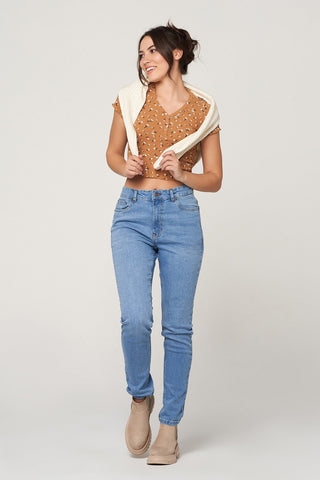 Ribbed Sheath Floral Top