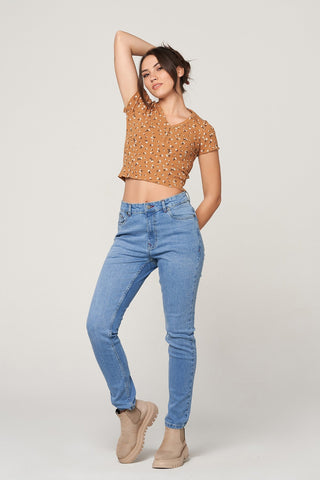 Ribbed Sheath Floral Top
