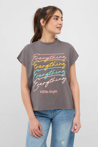 Typography Cap Sleeve T-Shirt