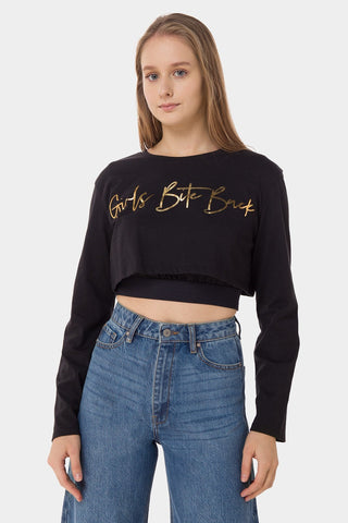 Sparkled Typography Crop T-Shirt