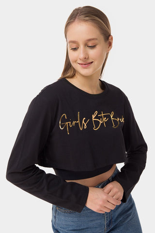 Sparkled Typography Crop T-Shirt