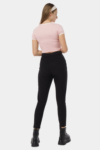 Illustrated Crop Top With Ribbing