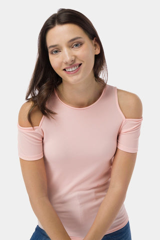 Cold Shoulder Ribbed Top