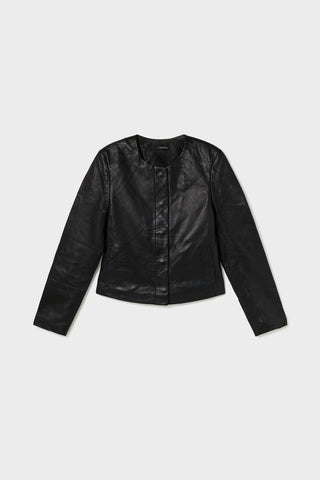 Button-Up Structured Leather Jacket