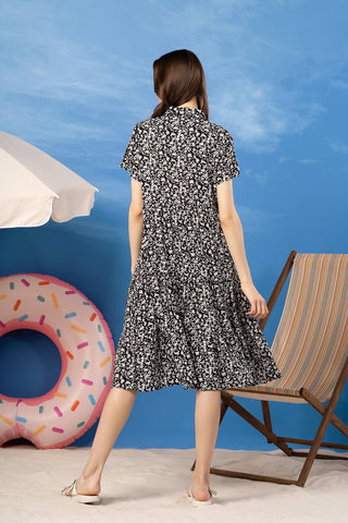 Floral Button Down Tiered Dress
