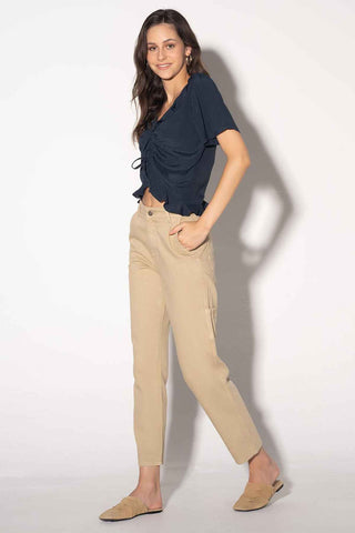 Solid Ruching Crop Top