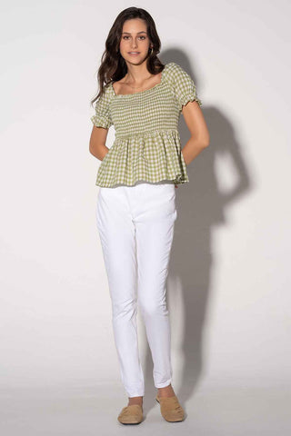 Checkered Peplum Top