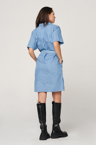 Light Wash Denim Shirt Dress