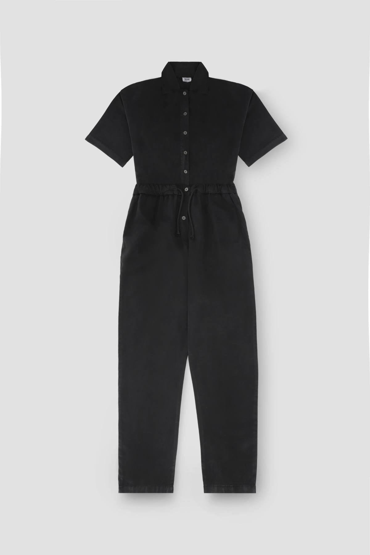 Solid Short Sleeve Jumpsuit