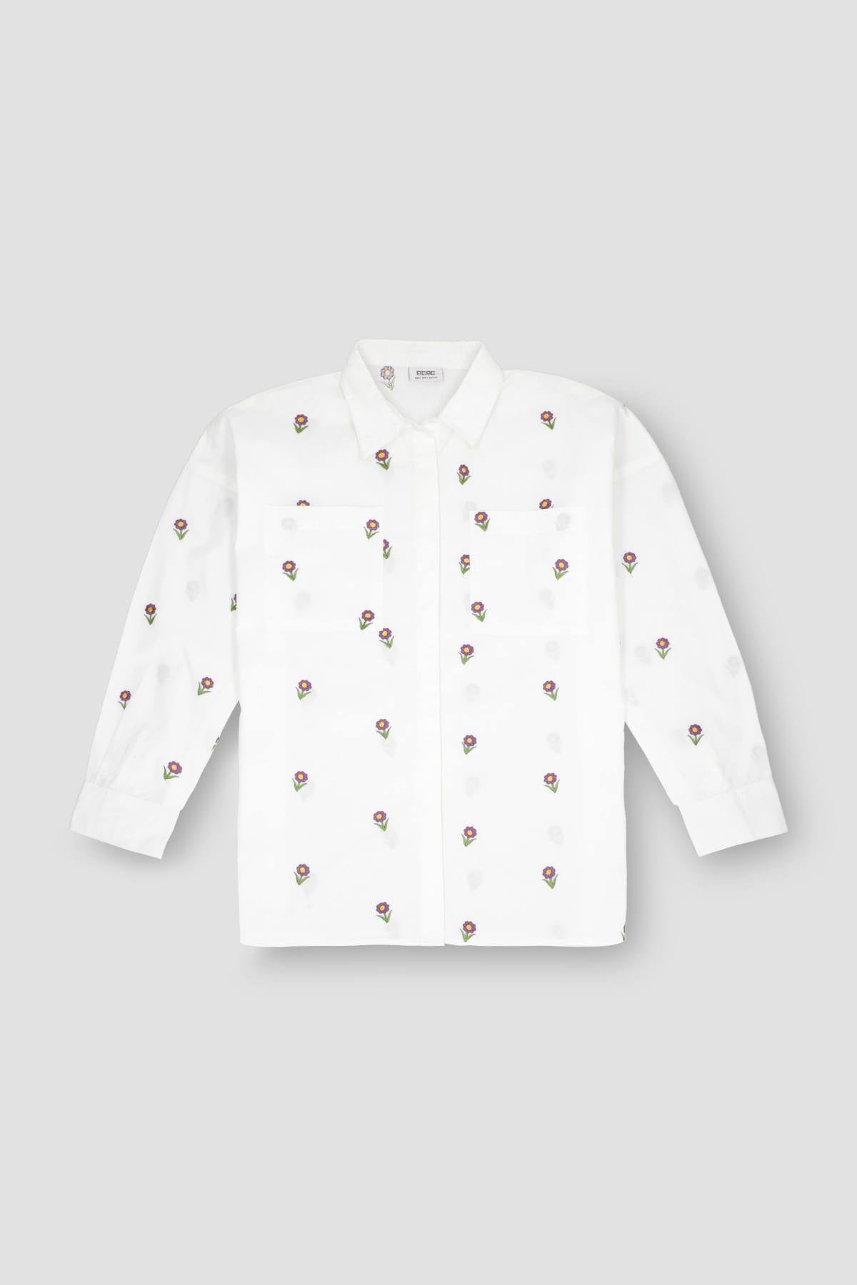 Embroidered Button Down Top