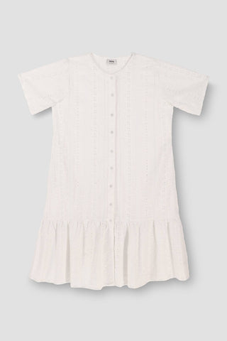 Solid Schiffli Embroidered Dress