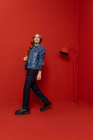 Dark Wash Demin Cargo Jeans