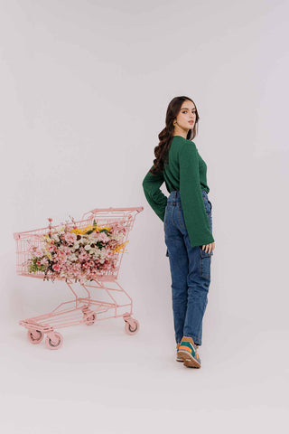 Medium Wash Demin Cargo Jeans