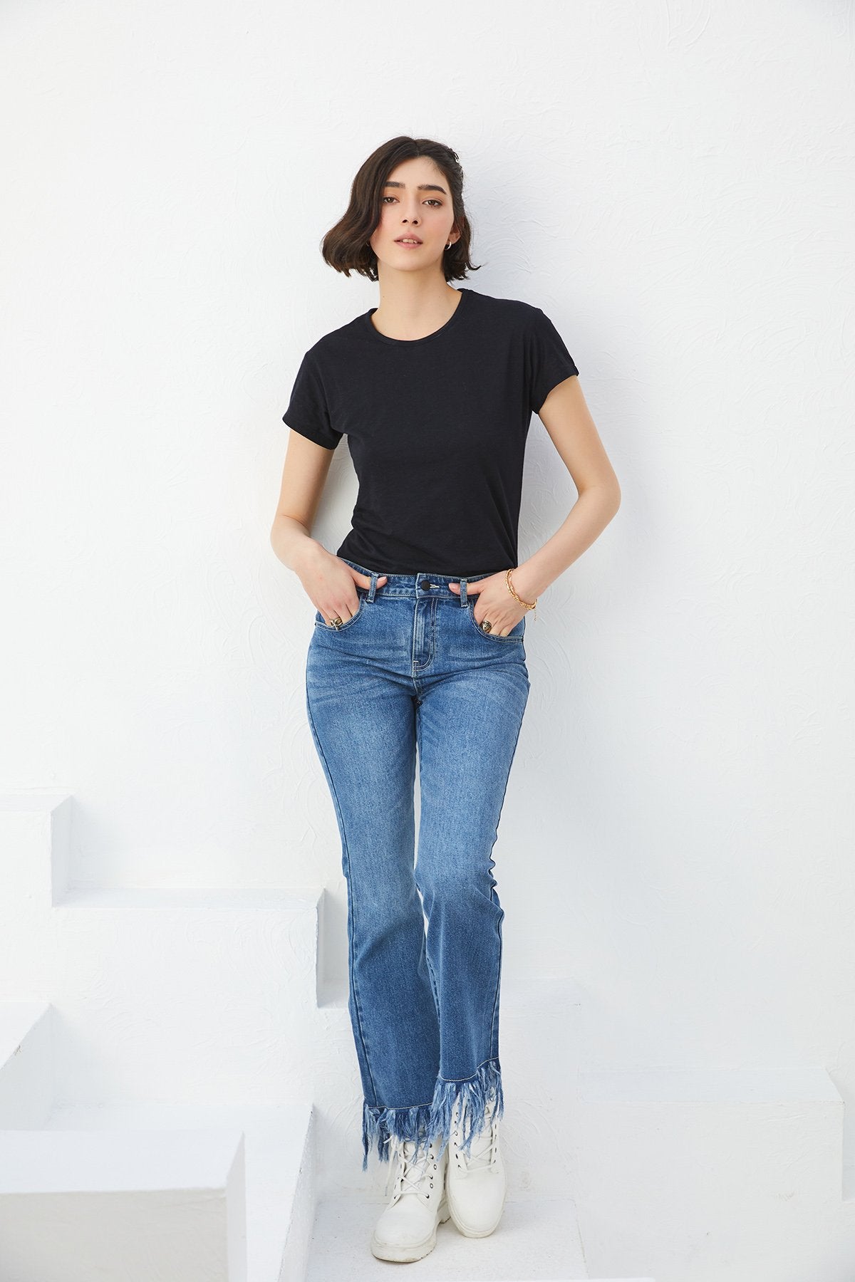 Fringe Flare Denim Bottom