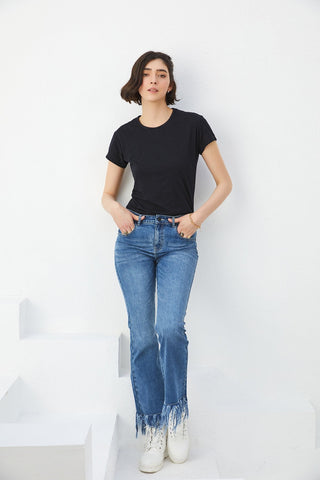 Fringe Flare Denim Bottom