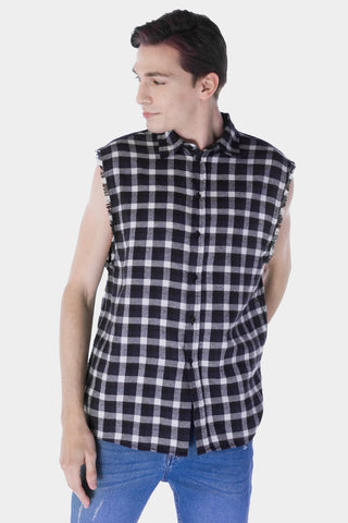 Plaid Sleeveless Shirt