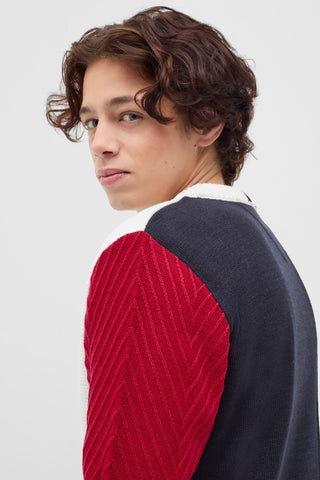 Colorblocked Mutiple Textured Sweater