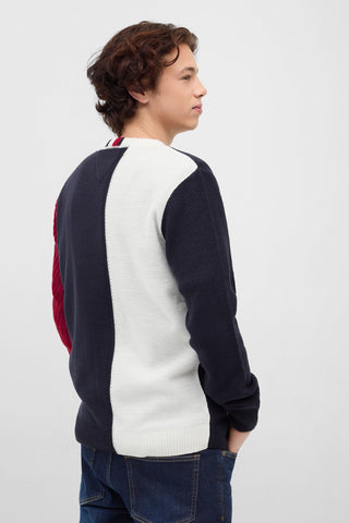 Colorblocked Mutiple Textured Sweater