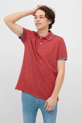 Geometric Print Polo Shirt
