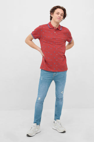 Geometric Print Polo Shirt