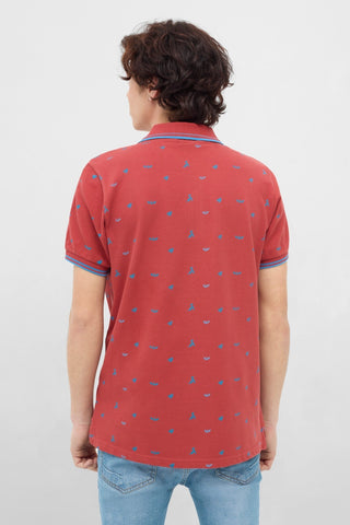 Geometric Print Polo Shirt
