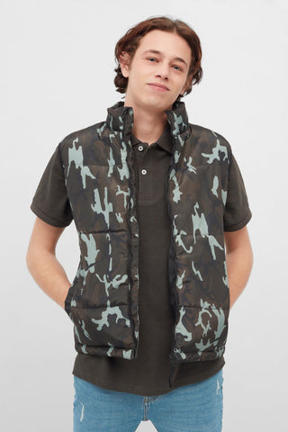 High Neck Camo Gilet