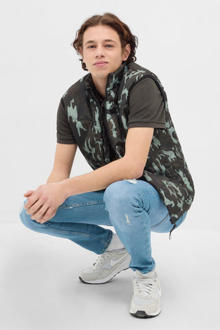 High Neck Camo Gilet