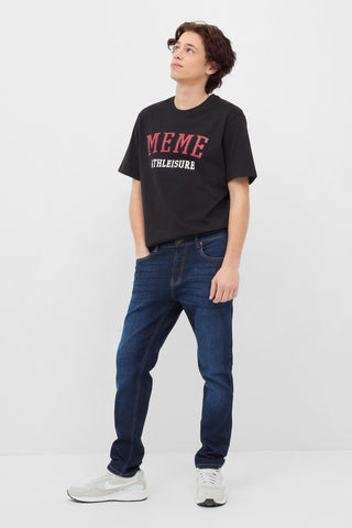 Dark Wash Textured Jeans