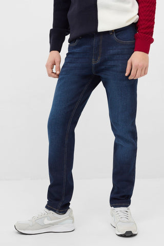 Dark Wash Textured Jeans