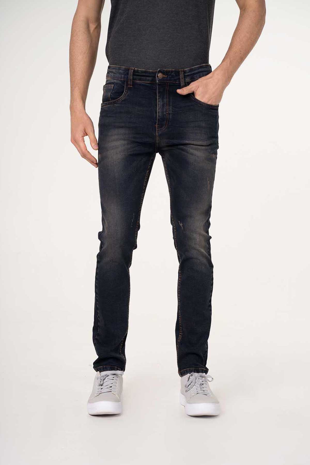Dark Wash Distressed Slim Fit Jeans
