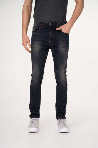 Dark Wash Distressed Slim Fit Jeans