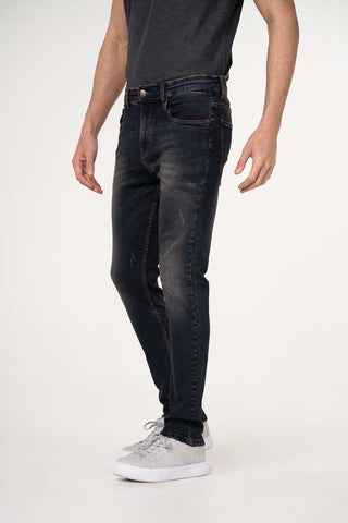 Dark Wash Distressed Slim Fit Jeans